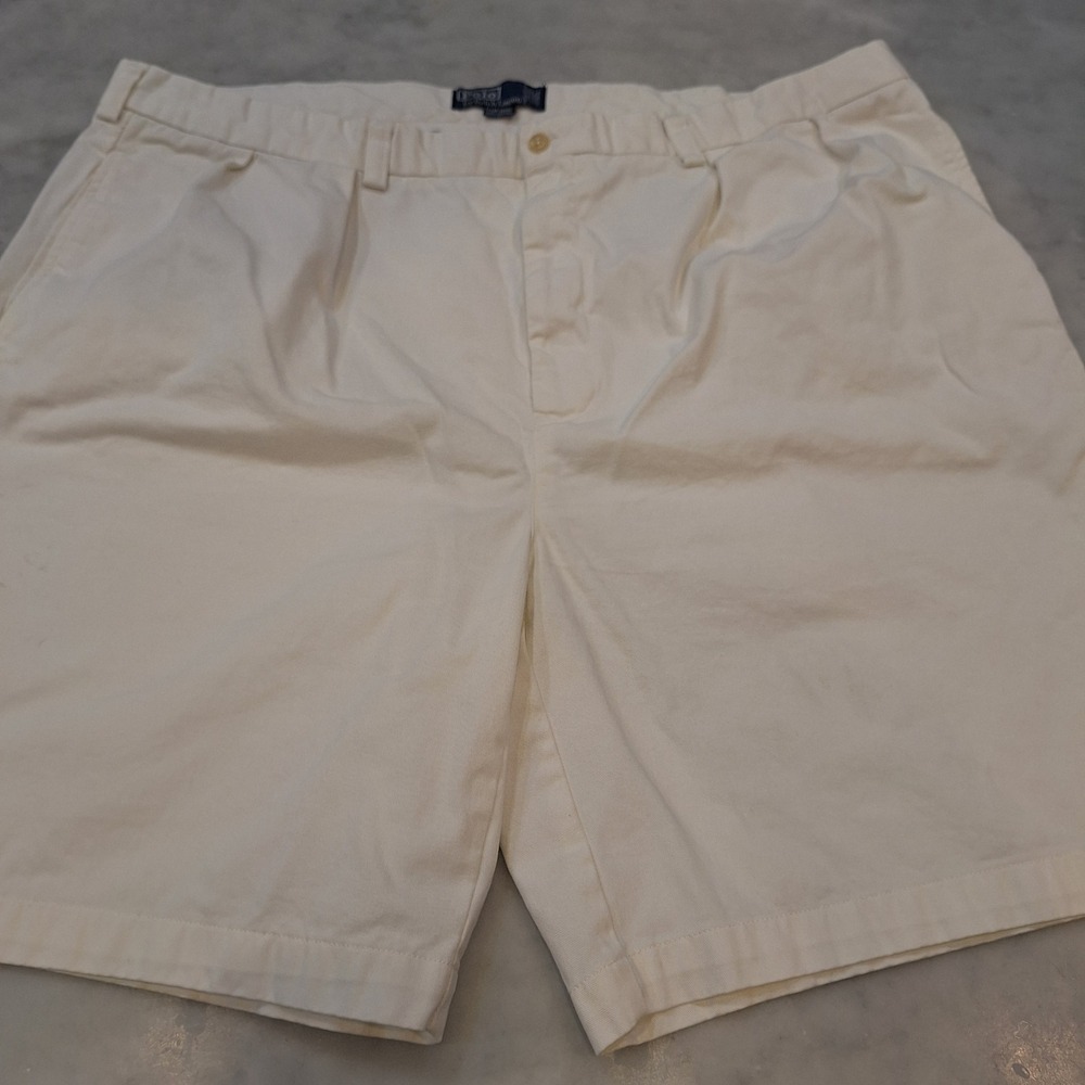 Polo Ralph Lauren Tyler Mens 48 (*46) White Pleated Chino Cotton Classic Shorts